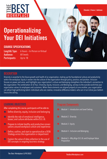 The Best Workplace Operationalizing Your DEI Initiatives - 2023